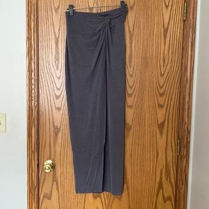 Womens grey twist front maxi skirt